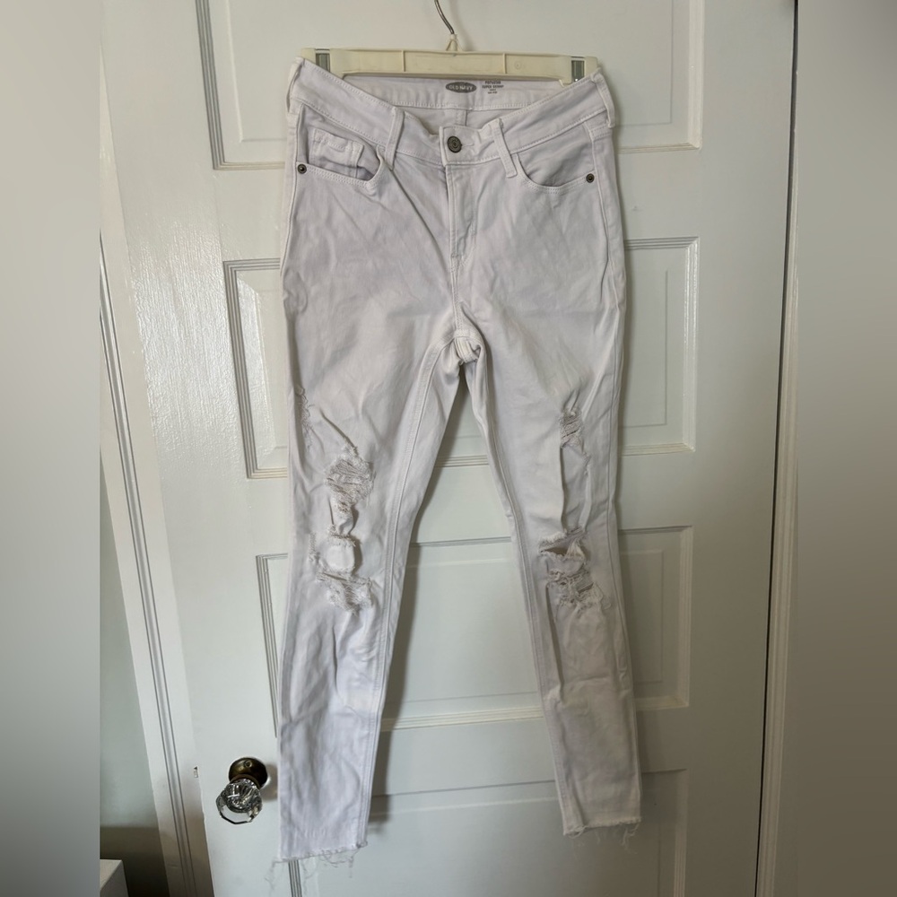 Old Navy, size 0 super skinny, mid-rise, white
